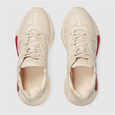 Men's Ivory Leather Rhyton Vintage Gucci Logo Sneaker 